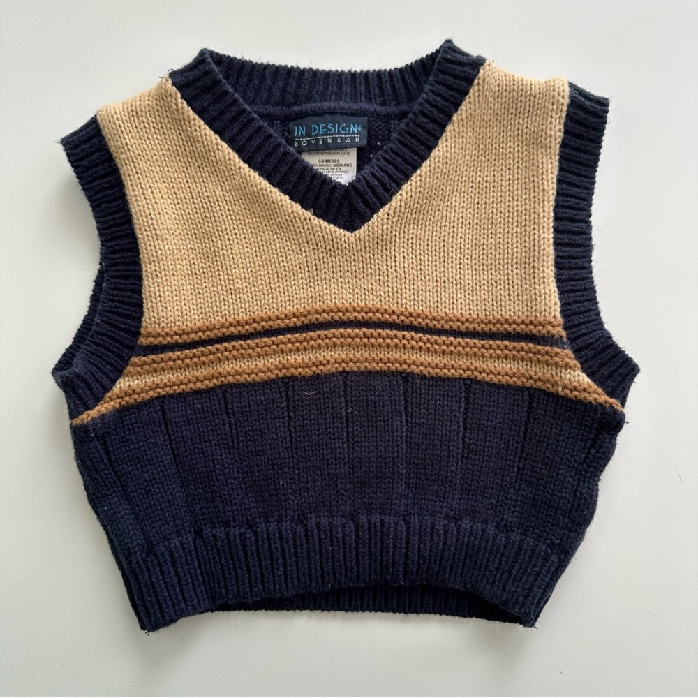 In Design Boyswear Baby Knit Sweater Vest Sleeveless 3-6 Months